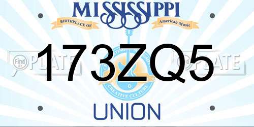 173ZQ5 Mississippi License Plate