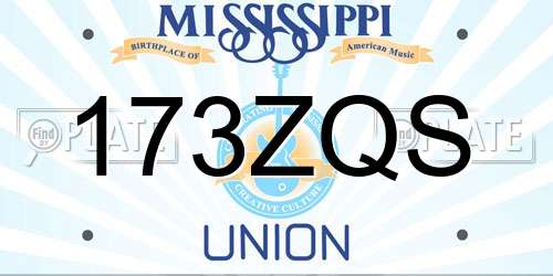 173ZQS Mississippi License Plate
