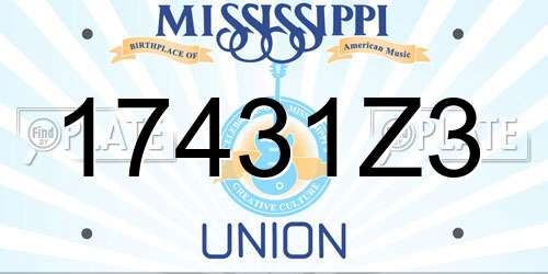 17431Z3 Mississippi License Plate