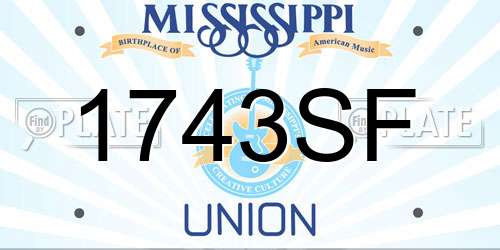 1743SF Mississippi License Plate