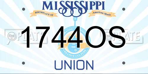 1744OS Mississippi License Plate