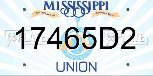 17465D2 Mississippi License Plate