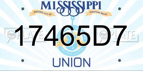 17465D7 Mississippi License Plate