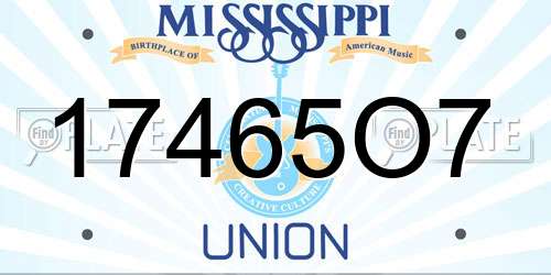 17465O7 Mississippi License Plate