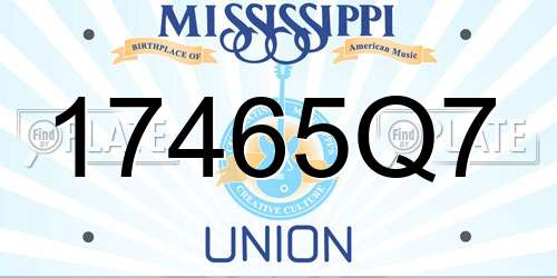 17465Q7 Mississippi License Plate