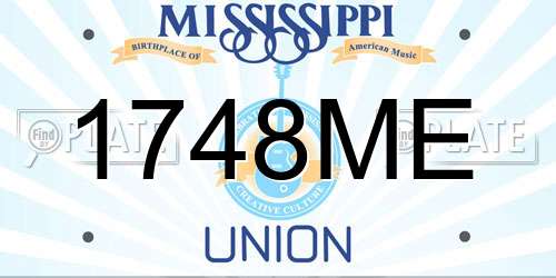 1748ME Mississippi License Plate
