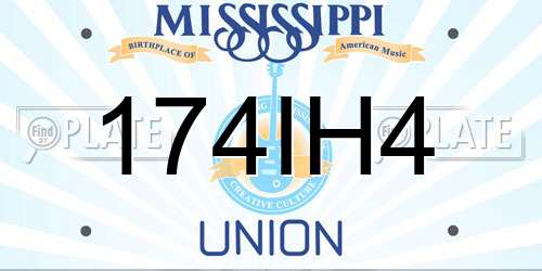 174IH4 Mississippi License Plate