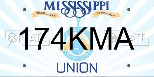 174KMA Mississippi License Plate