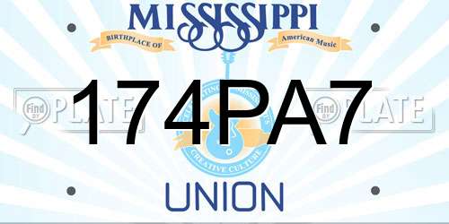 174PA7 Mississippi License Plate