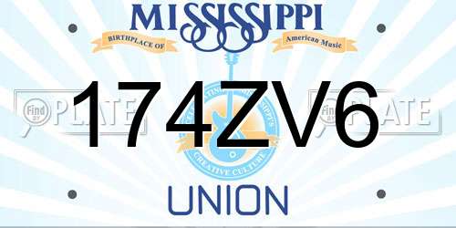 174ZV6 Mississippi License Plate