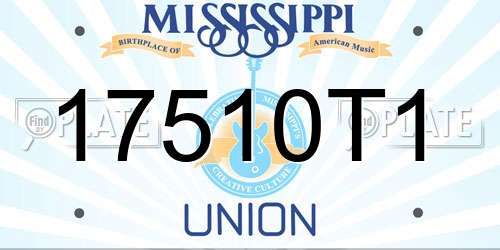 17510T1 Mississippi License Plate
