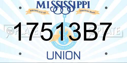 17513B7 Mississippi License Plate