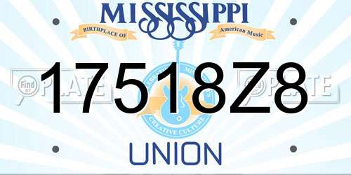 17518Z8 Mississippi License Plate