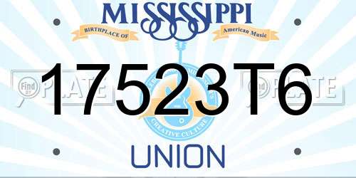 17523T6 Mississippi License Plate
