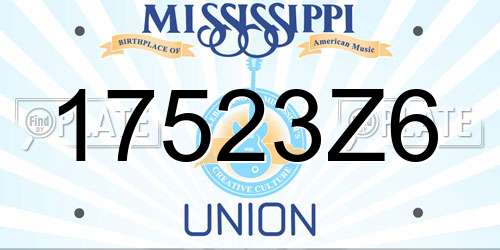 17523Z6 Mississippi License Plate