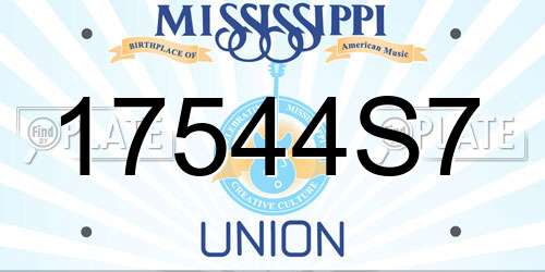 17544S7 Mississippi License Plate