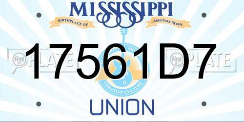 17561D7 Mississippi License Plate