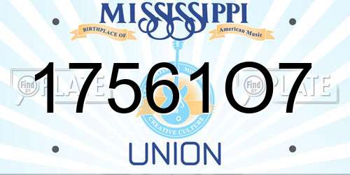 17561O7 Mississippi License Plate