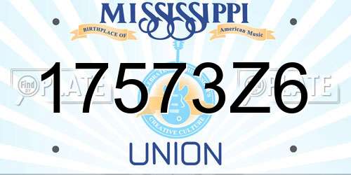 17573Z6 Mississippi License Plate