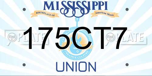 175CT7 Mississippi License Plate