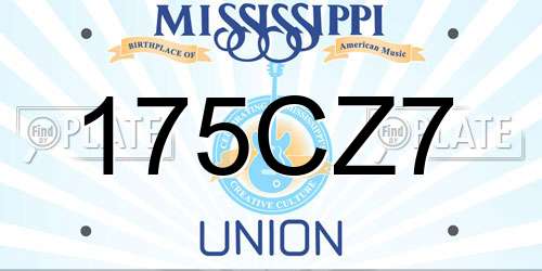 175CZ7 Mississippi License Plate