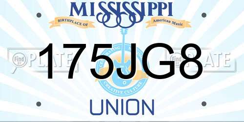 175JG8 Mississippi License Plate