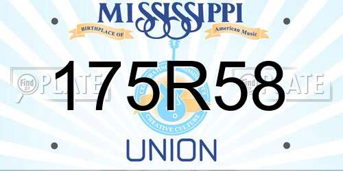 175R58 Mississippi License Plate