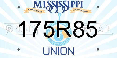 175R85 Mississippi License Plate