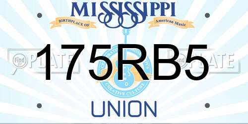 175RB5 Mississippi License Plate