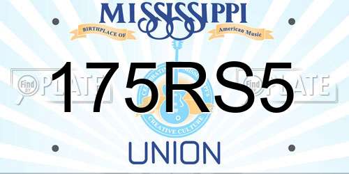 175RS5 Mississippi License Plate