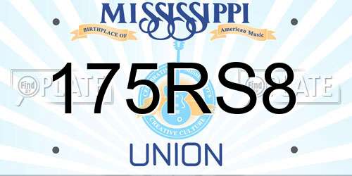 175RS8 Mississippi License Plate