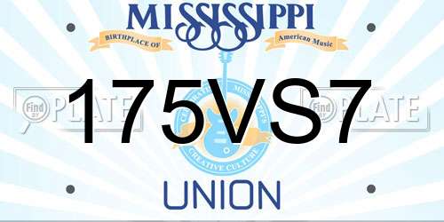 175VS7 Mississippi License Plate