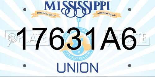 17631A6 Mississippi License Plate