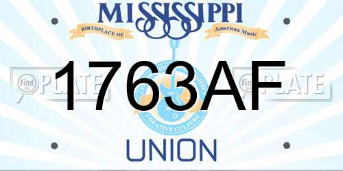 1763AF Mississippi License Plate