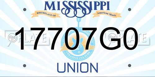 17707G0 Mississippi License Plate
