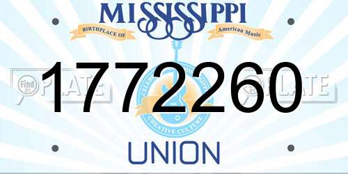 1772260 Mississippi License Plate