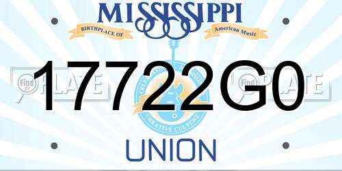 17722G0 Mississippi License Plate