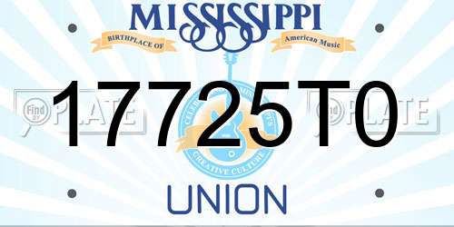 17725T0 Mississippi License Plate