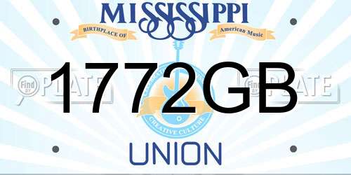 1772GB Mississippi License Plate