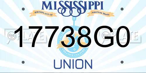 17738G0 Mississippi License Plate