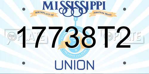 17738T2 Mississippi License Plate