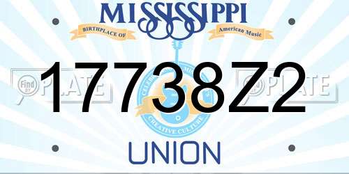 17738Z2 Mississippi License Plate
