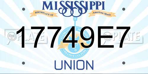 17749E7 Mississippi License Plate