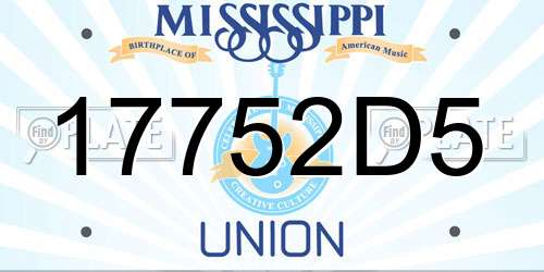 17752D5 Mississippi License Plate