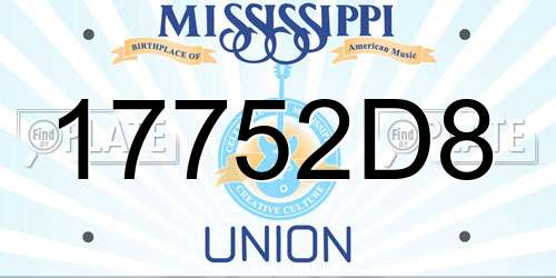 17752D8 Mississippi License Plate