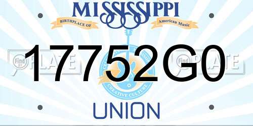 17752G0 Mississippi License Plate