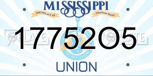 17752O5 Mississippi License Plate