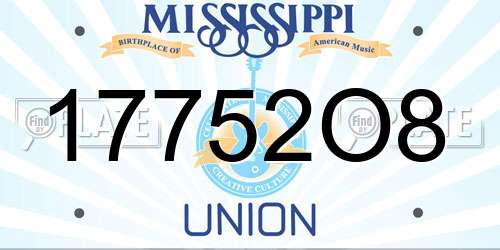 17752O8 Mississippi License Plate