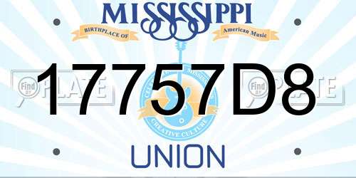 17757D8 Mississippi License Plate