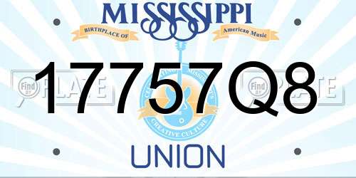 17757Q8 Mississippi License Plate
